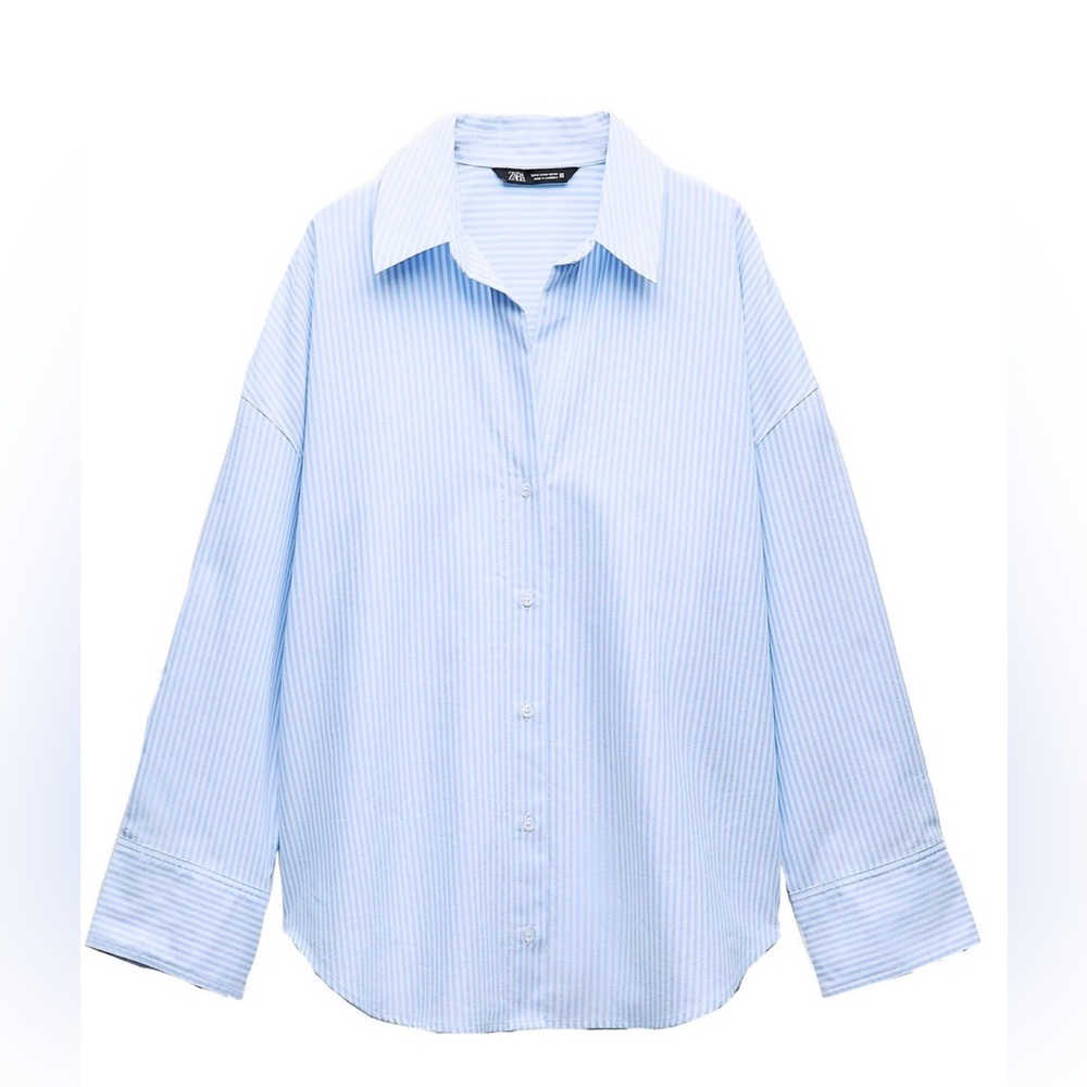 Zara Blue Striped Button-Up Shirt